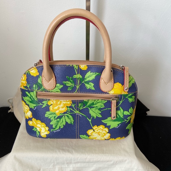 Tignanello Blue and Yellow Floral Satchel - Picture 1 of 2